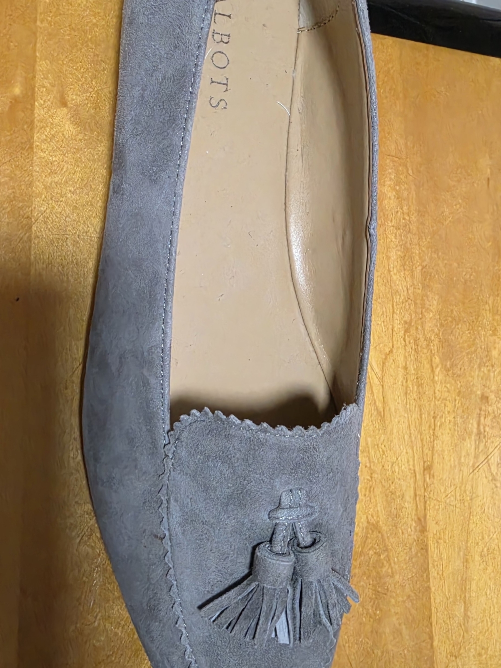 Talbots Gray Suede Tassel Loafers - Picture 2 of 4